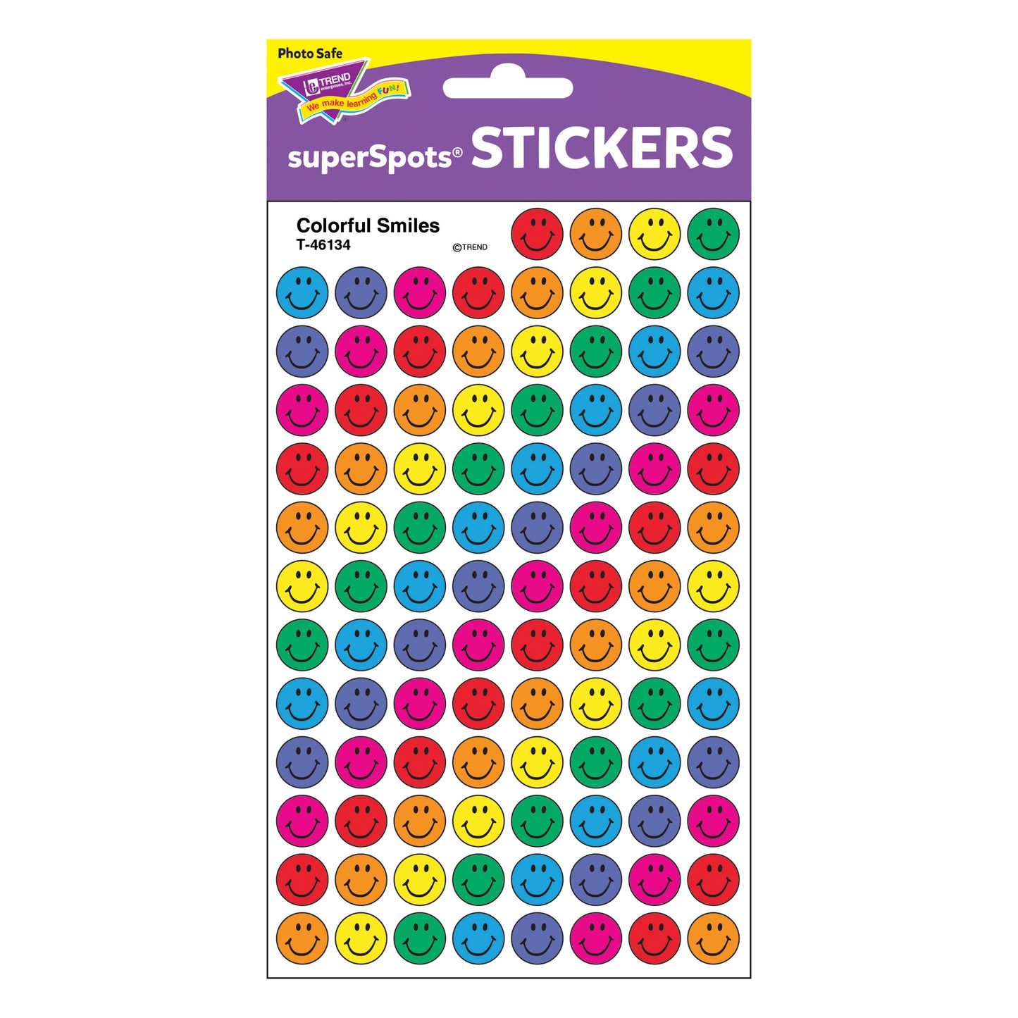 Colorful Smiles superSpots® Stickers, 800 Per Pack, 6 Packs