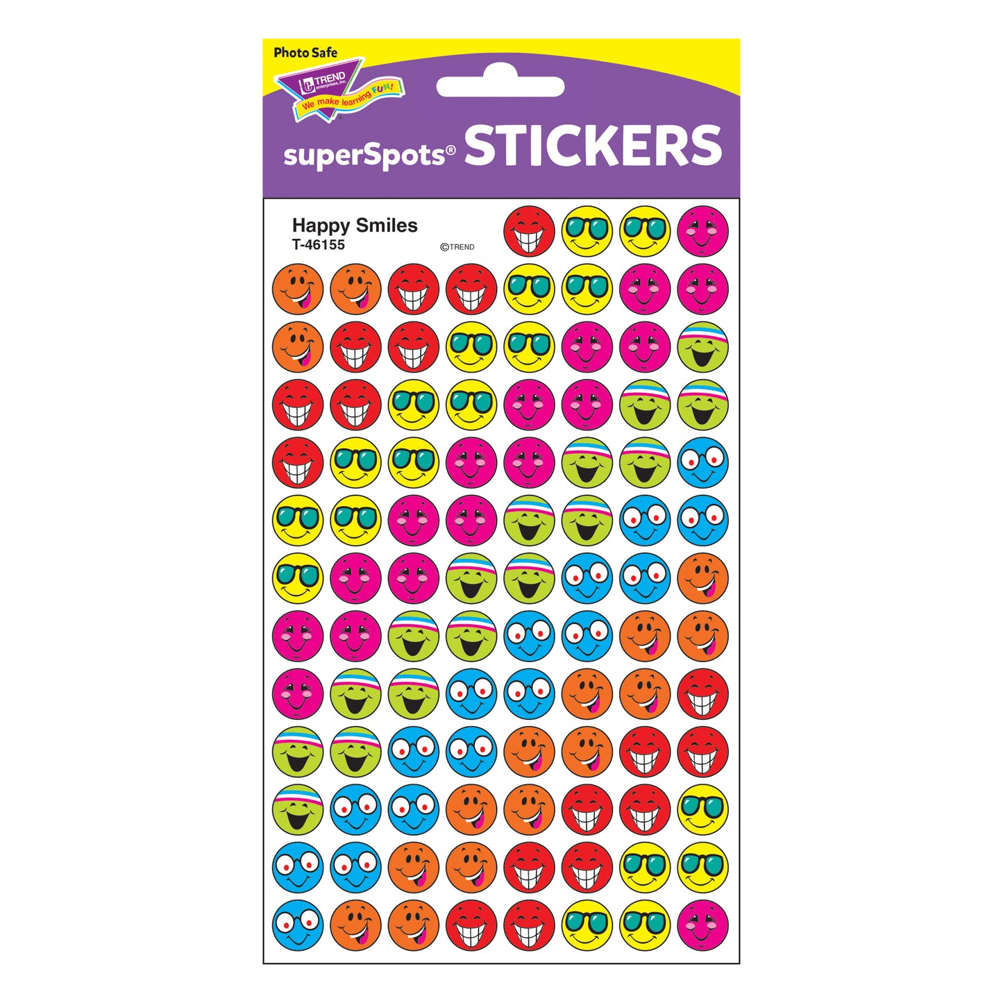 Happy Smiles superSpots® Stickers, 800 Per Pack, 12 Packs