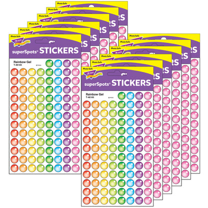 Rainbow Gel superSpots® Stickers, 800 Per Pack, 12 Packs