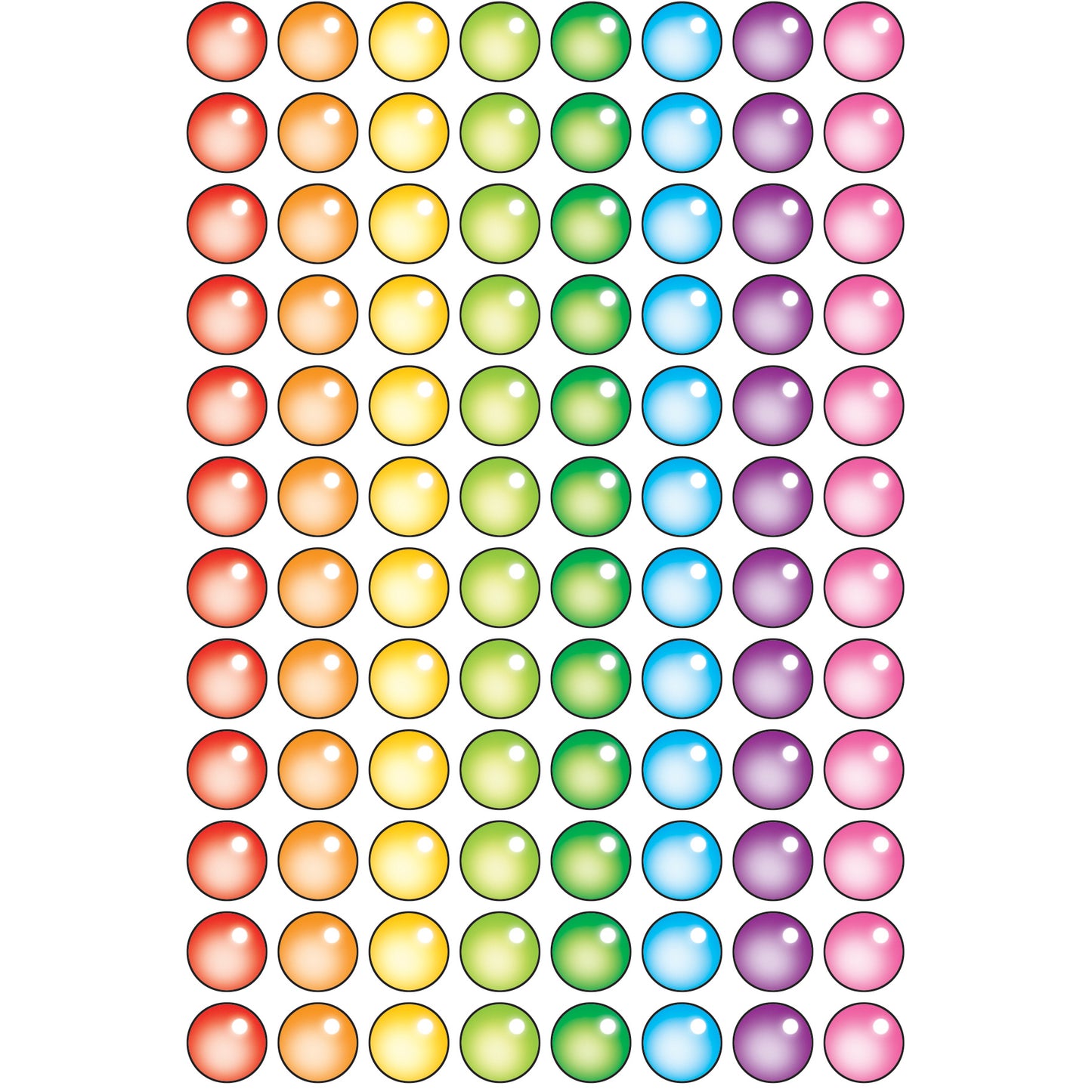 Rainbow Gel superSpots® Stickers, 800 Per Pack, 12 Packs