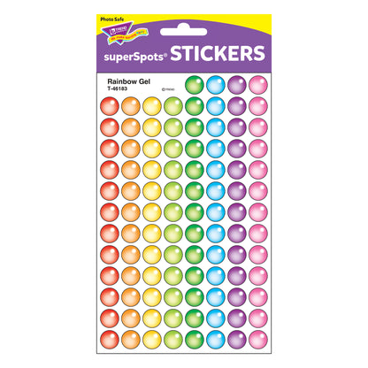 Rainbow Gel superSpots® Stickers, 800 Per Pack, 12 Packs