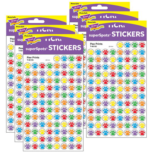 Paw Prints superSpots® Stickers, 800 Per Pack, 6 Packs