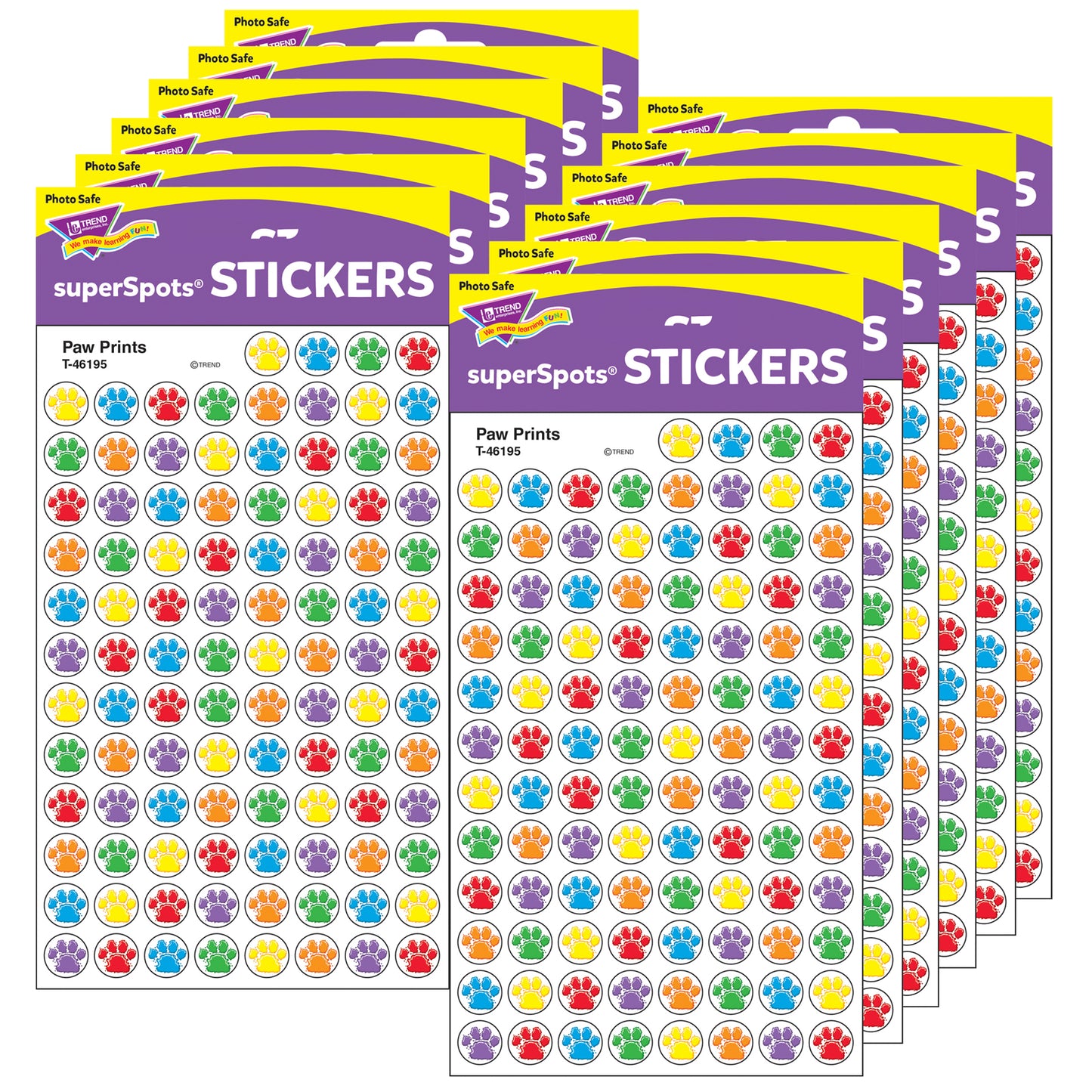 Paw Prints superSpots® Stickers, 800 Per Pack, 12 Packs