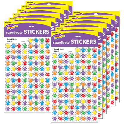 Paw Prints superSpots® Stickers, 800 Per Pack, 12 Packs