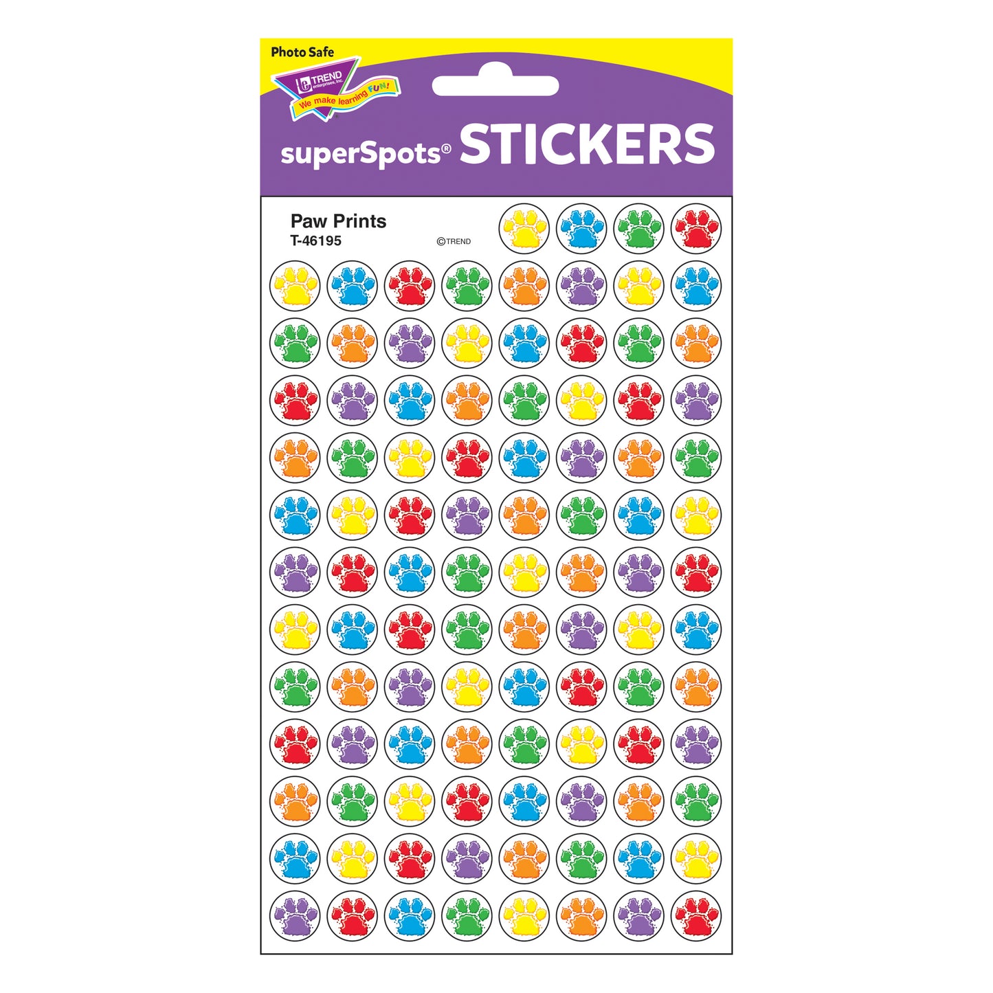 Paw Prints superSpots® Stickers, 800 Per Pack, 12 Packs