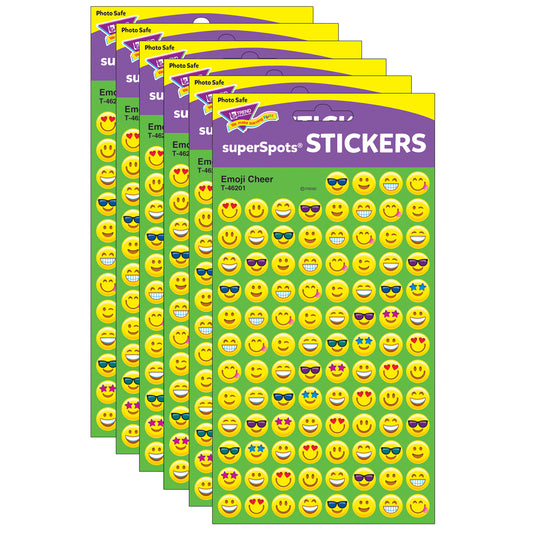 Emotion Icon Cheer superSpots® Stickers, 800 Per Pack, 6 Packs
