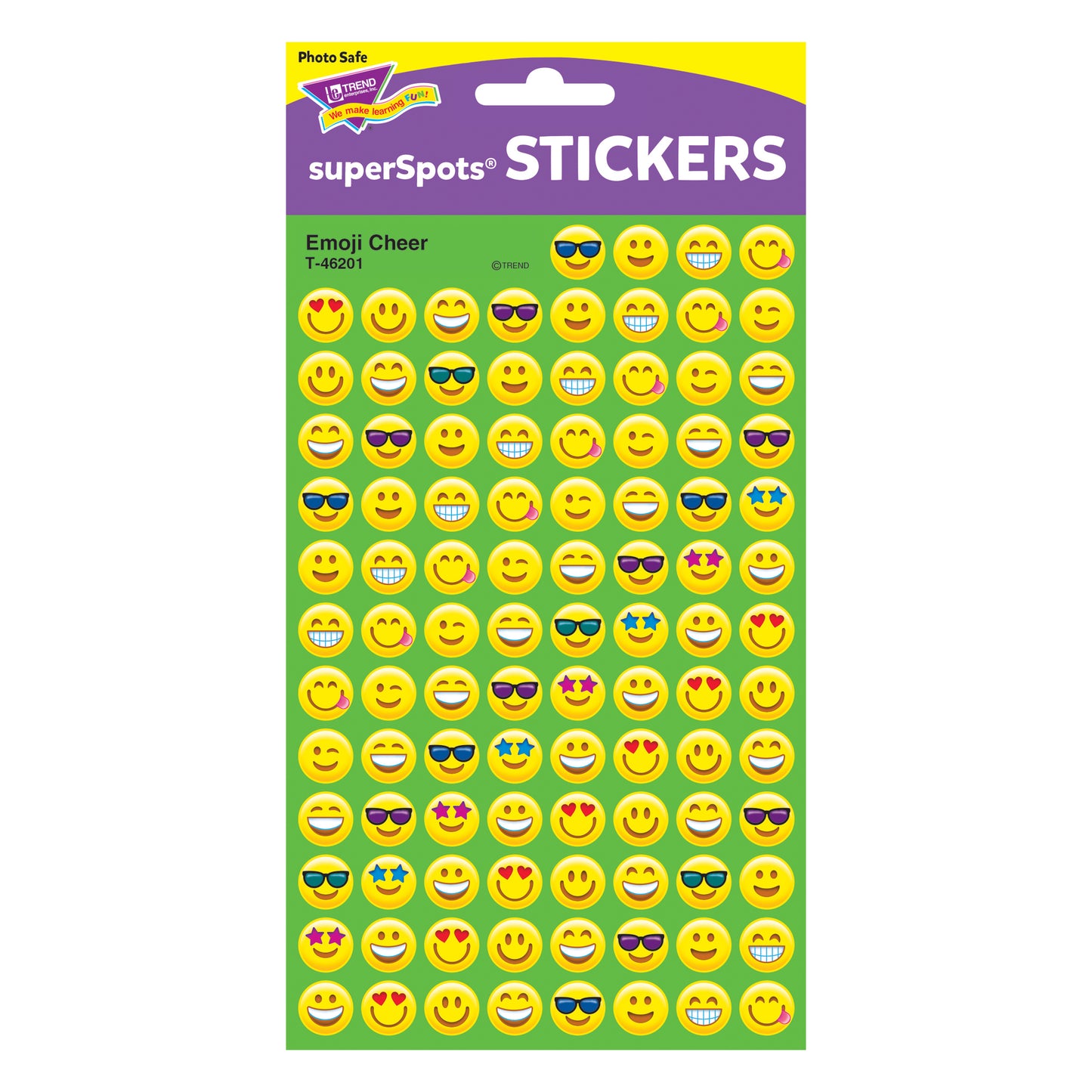 Emoji Cheer superSpots® Stickers, 800 Per Pack, 6 Packs