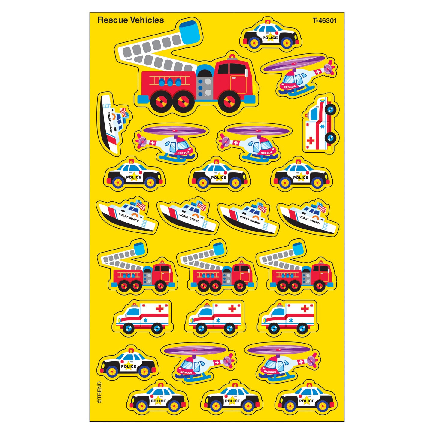 Rescue Vehicles superShapes Stickers-Large, 200 ct