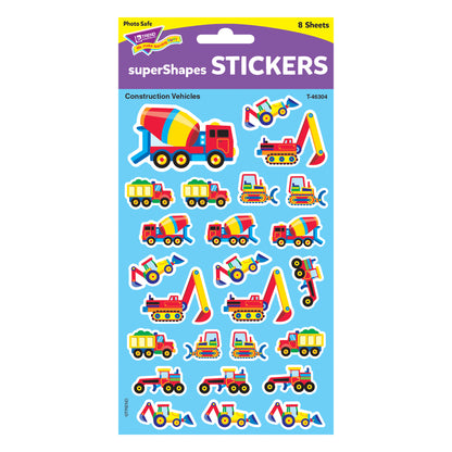 Construction Vehicles superShapes Stickers-Large, 200 Per Pack, 12 Packs