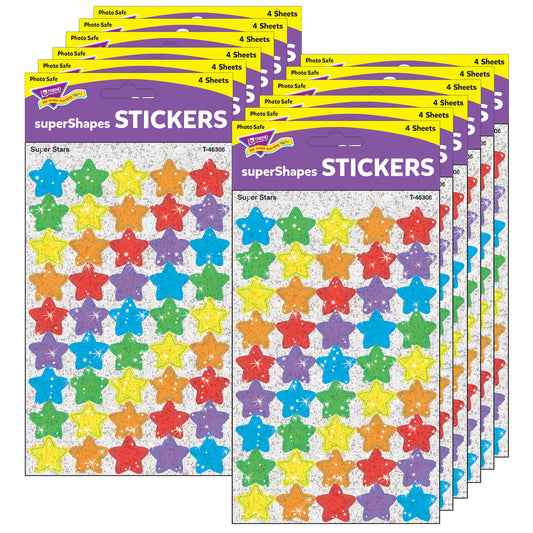 Super Stars superShapes Stickers-Sparkle, 180 Per Pack, 12 Packs