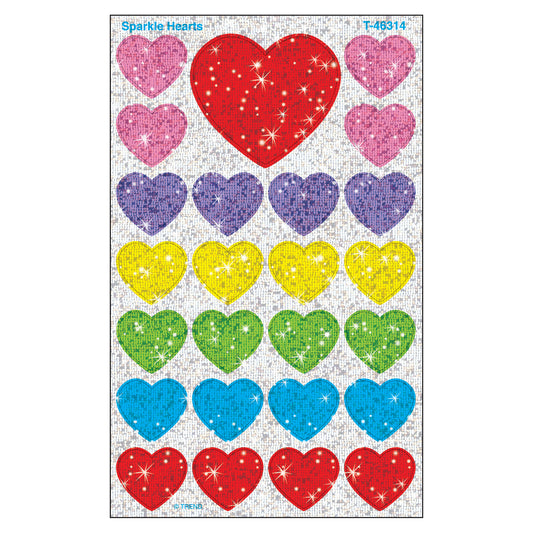 Sparkle Hearts superShapes Stickers-Sparkle, 100 ct