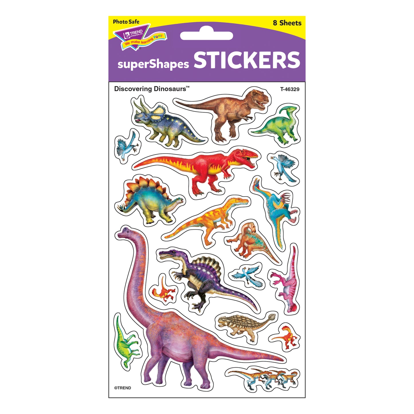 Discovering Dinosaurs® superShapes Stickers-Large, 152 Per Pack, 6 Packs