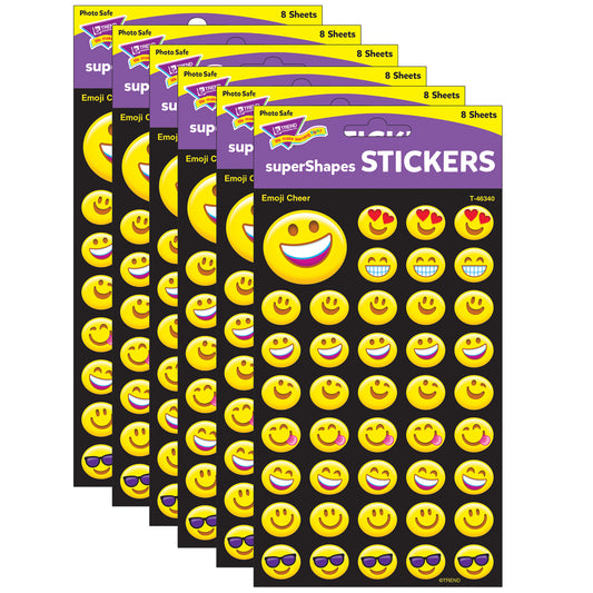 Emotion Icon Cheer superShapes Stickers-Large, 336 Per Pack, 6 Packs