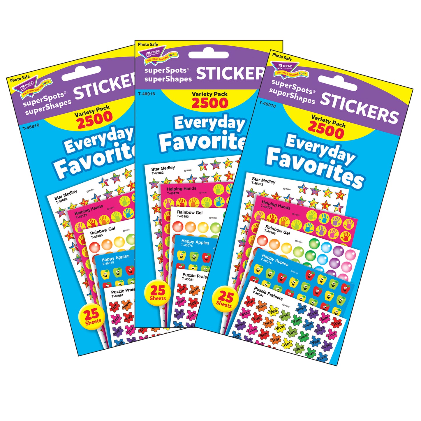 Everyday Favorites superSpots®/superShapes Variety Pack, 2500 Per Pack, 3 Packs