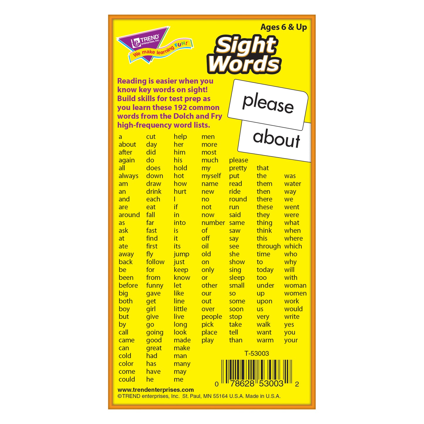 Sight Words Skill Drill Flash Cards