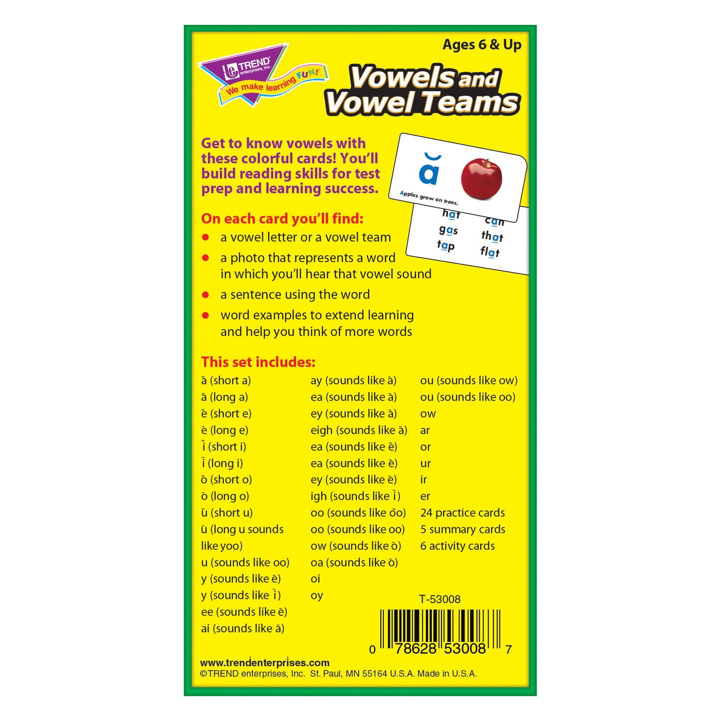 (3 EA) FLASH CARDS VOWELS & VOWEL TEAMS 72/BOX