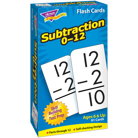 Subtraction 0-12 Skill Drill Flash Cards, 3 Sets