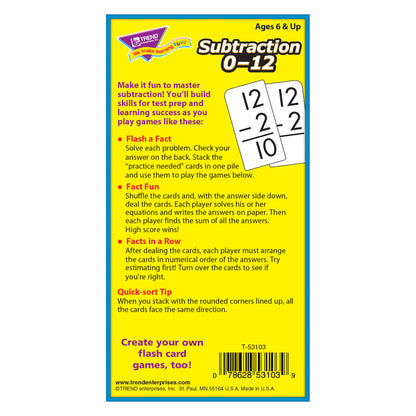 Subtraction 0-12 Skill Drill Flash Cards, 3 Sets