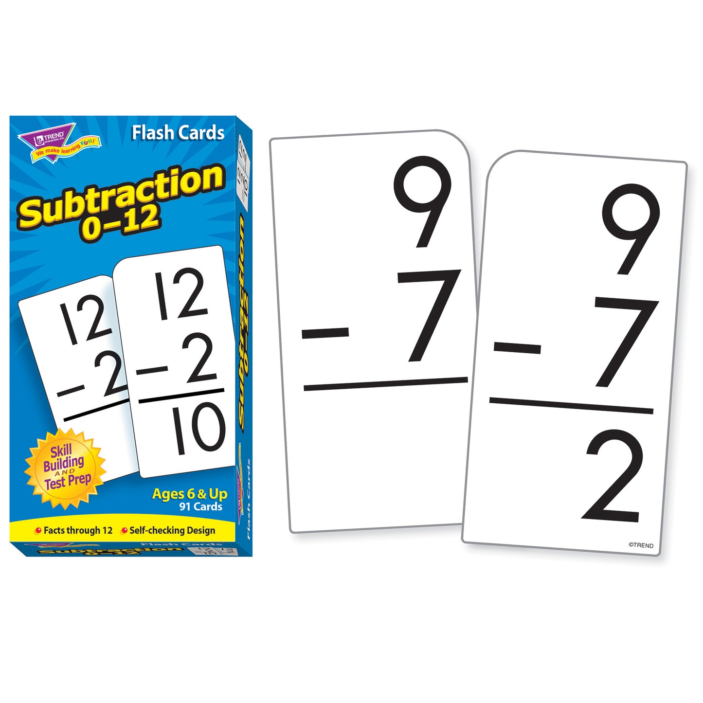 Subtraction 0-12 Skill Drill Flash Cards, 3 Sets