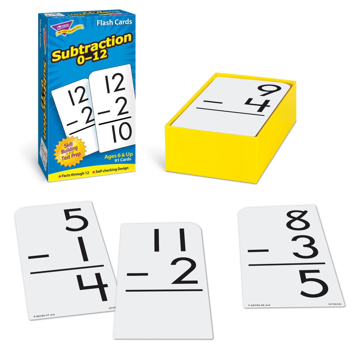 Subtraction 0-12 Skill Drill Flash Cards, 3 Sets