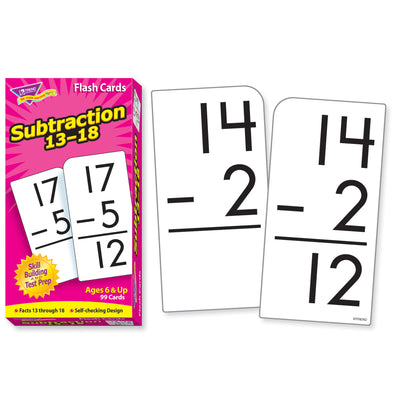 Subtraction 13-18 Skill Drill Flash Cards, 3 Packs