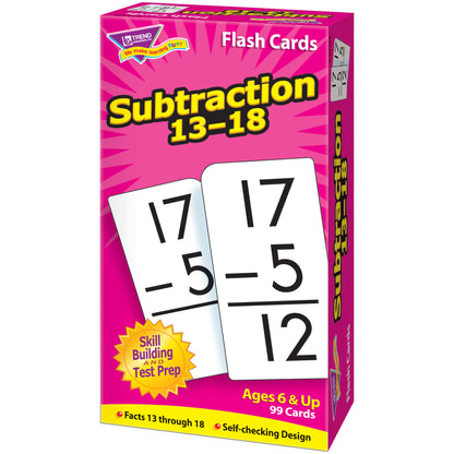 Subtraction 13-18 Skill Drill Flash Cards