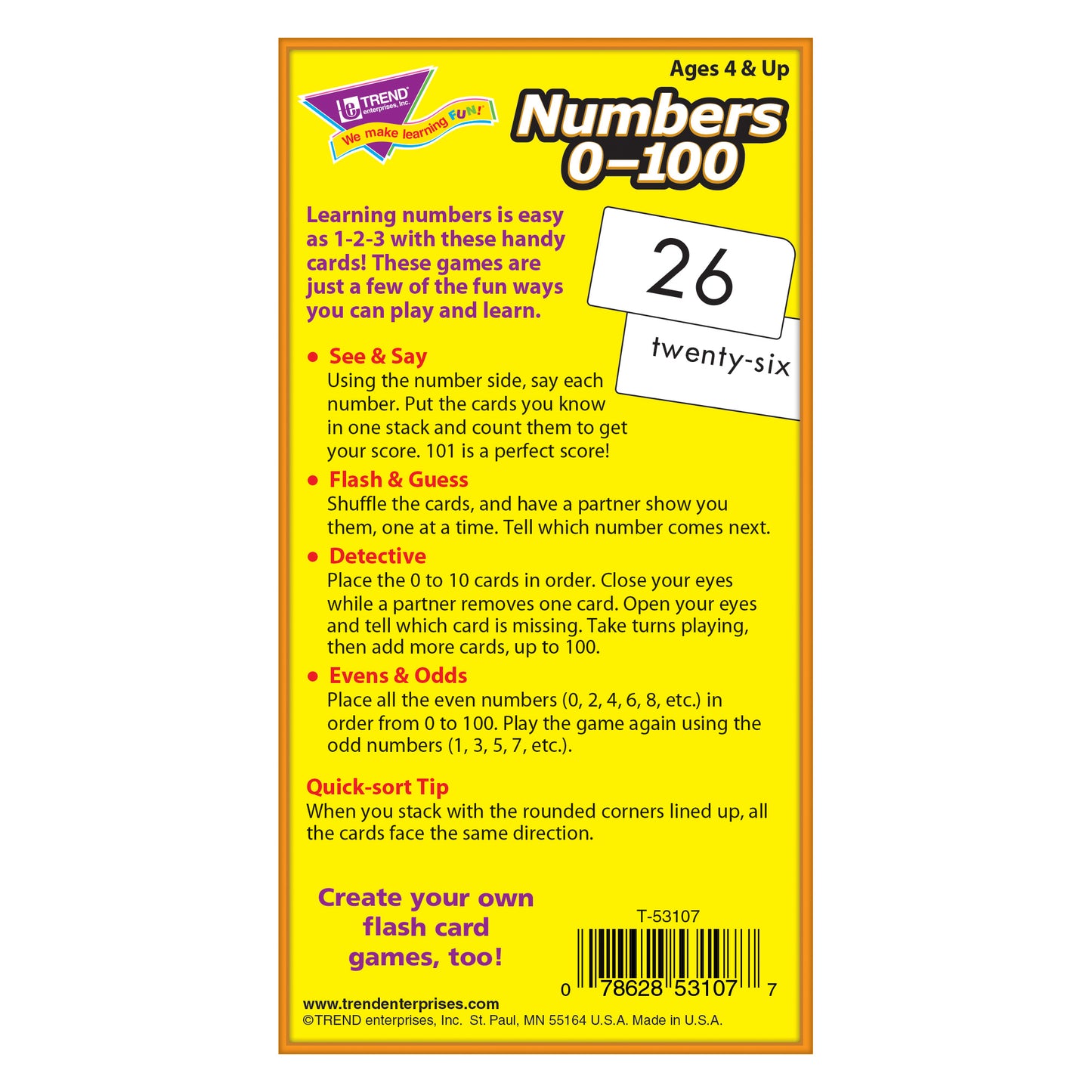 Numbers 0-100 Skill Drill Flash Cards, 3 Sets