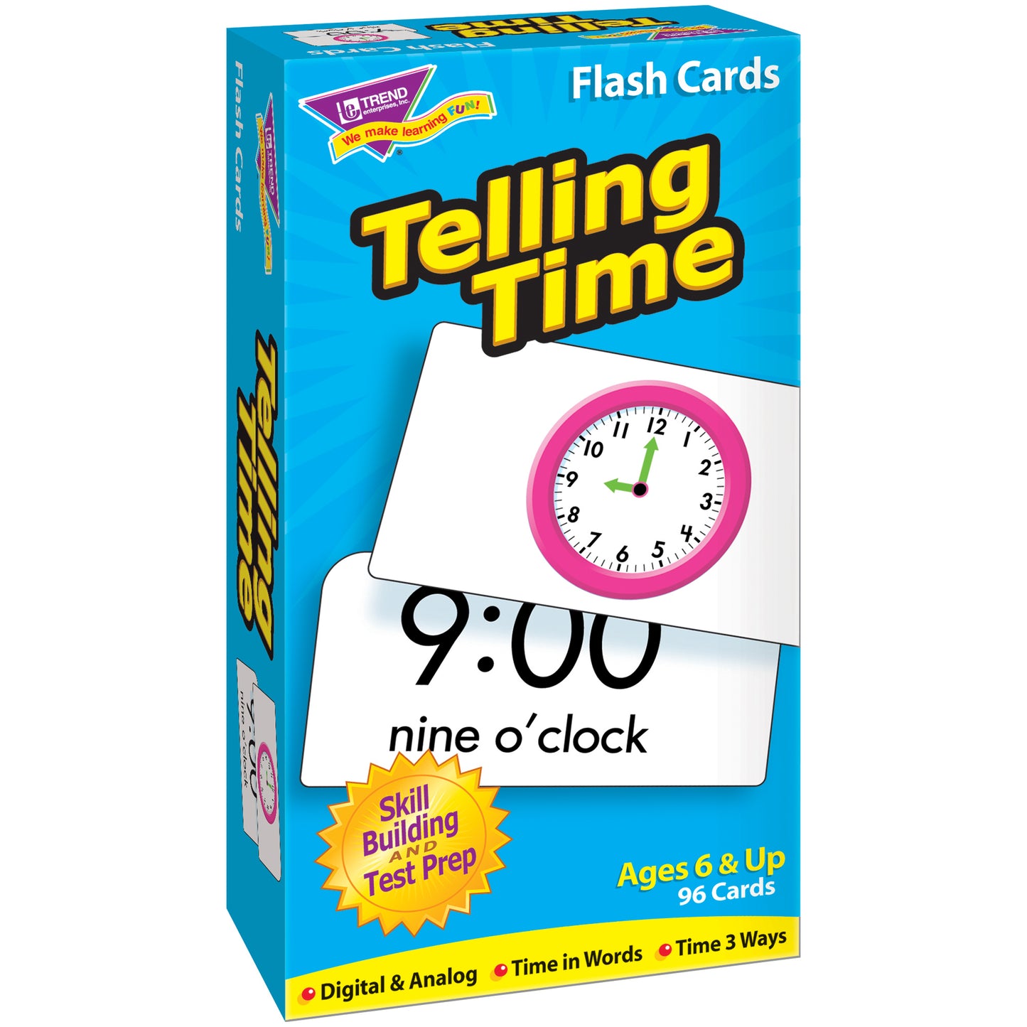 Telling Time Skill Drill Flash Cards, 3 Sets