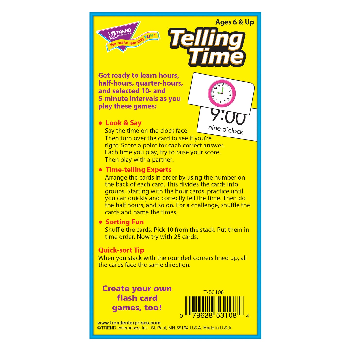 Telling Time Skill Drill Flash Cards, 3 Sets