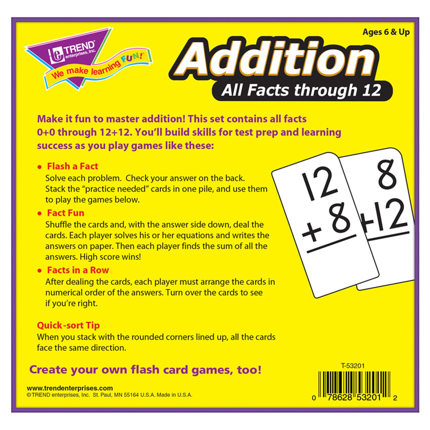 Addition 0-12 All Facts Skill Drill Flash Cards, 2 Sets