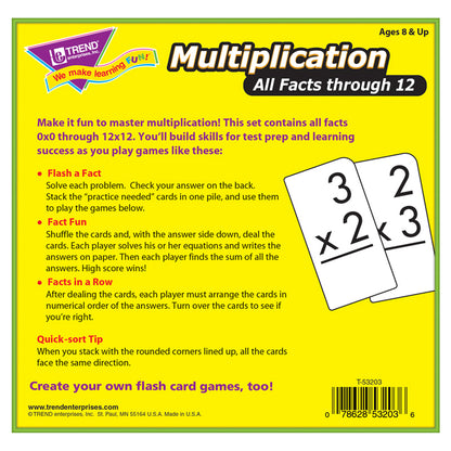 Multiplication 0-12 All Facts Skill Drill Flash Cards, 2 Sets