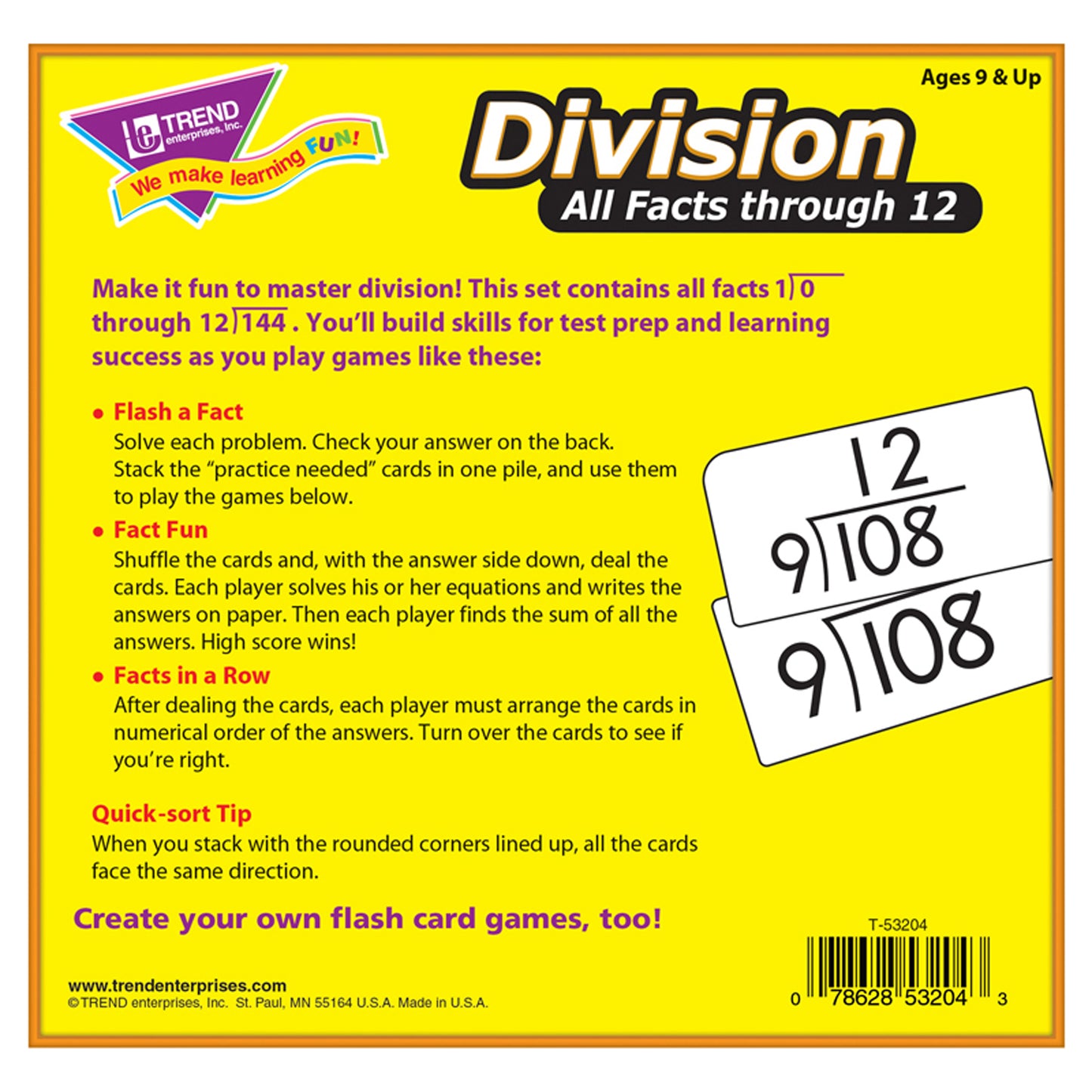 Division 0-12 All Facts Skill Drill Flash Cards, 2 Sets