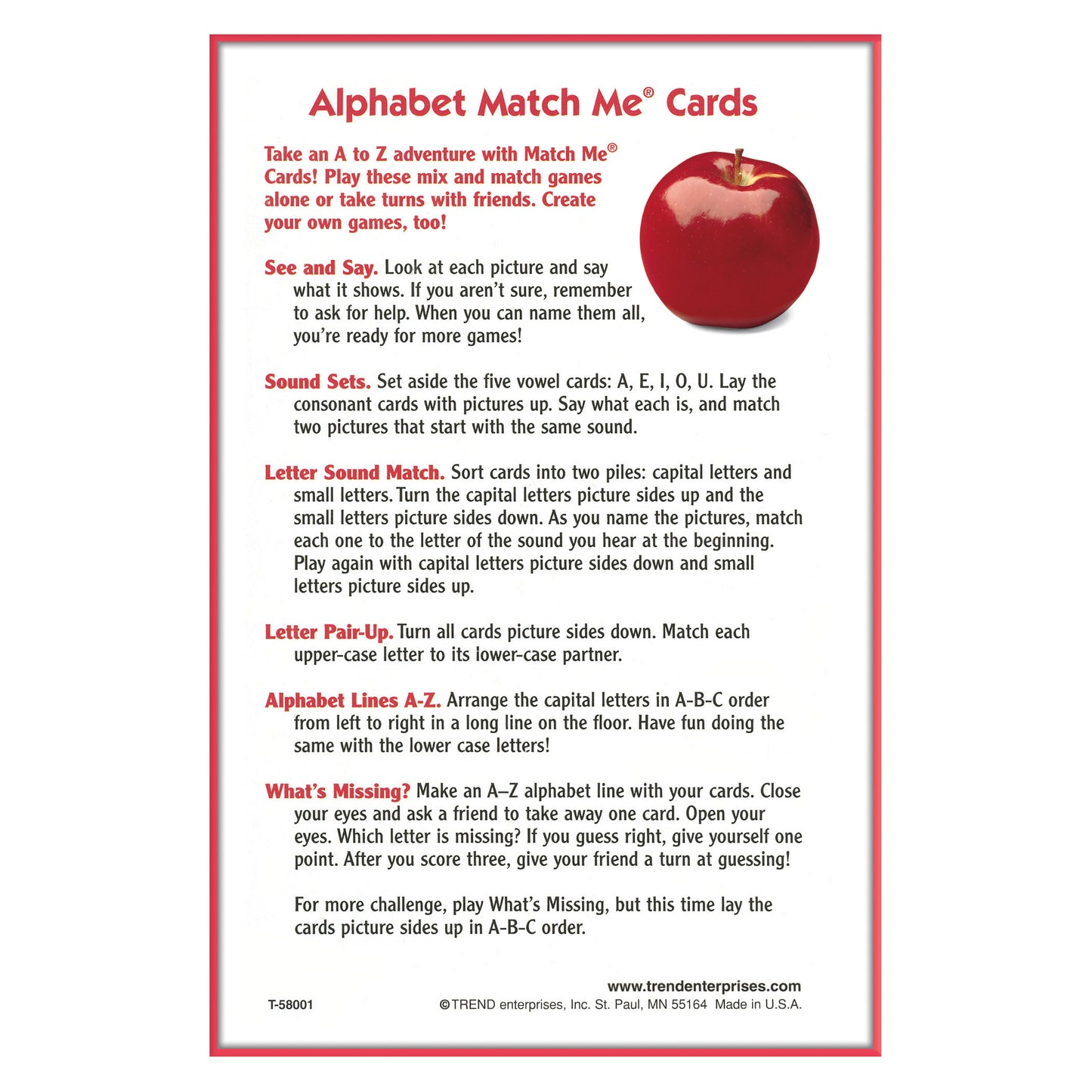 Alphabet Match Me® Cards