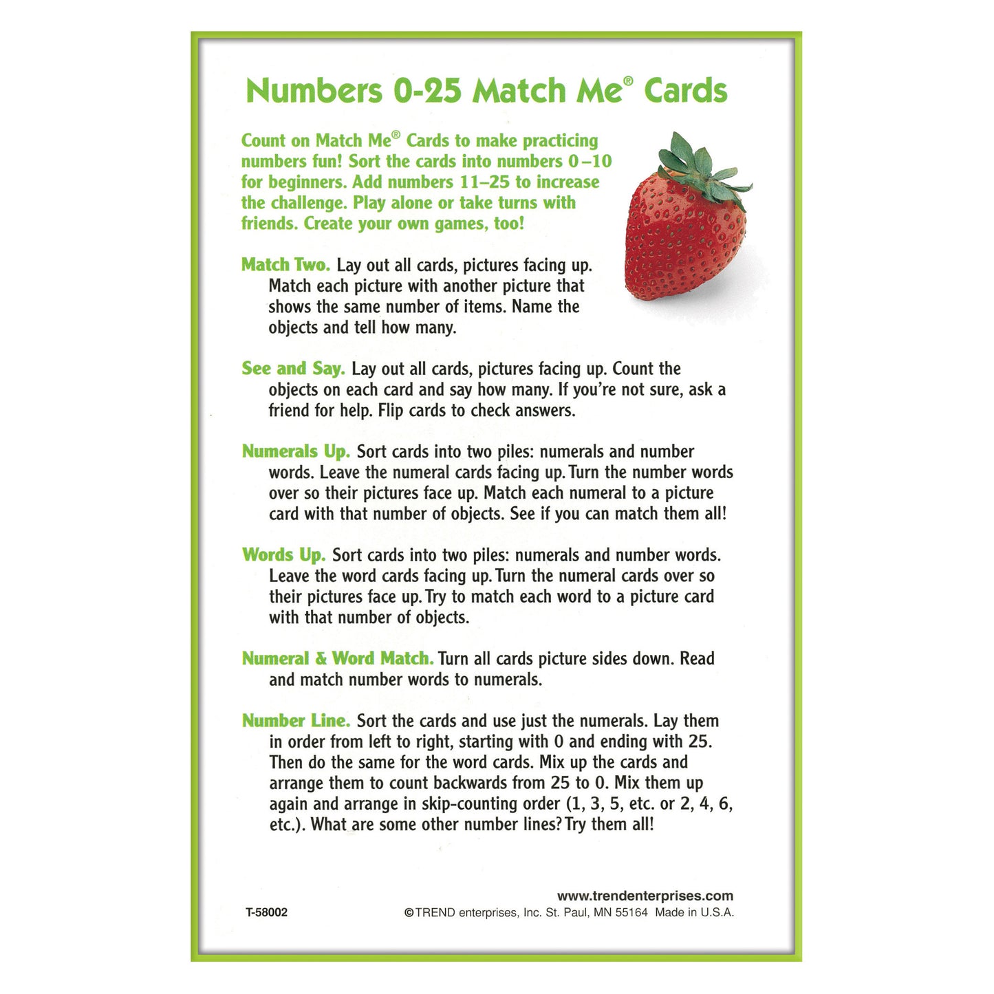 Numbers 0-25 Match Me® Cards, 6 Sets