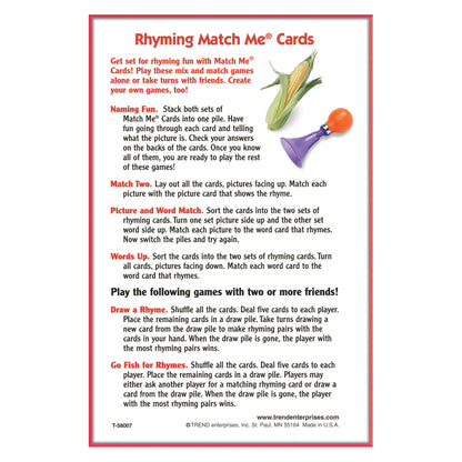 Rhyming Words Match Me® Cards, 6 Sets