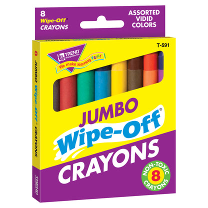 Jumbo Wipe-Off® Crayons, Assorted, 8 per pack, 6 packs