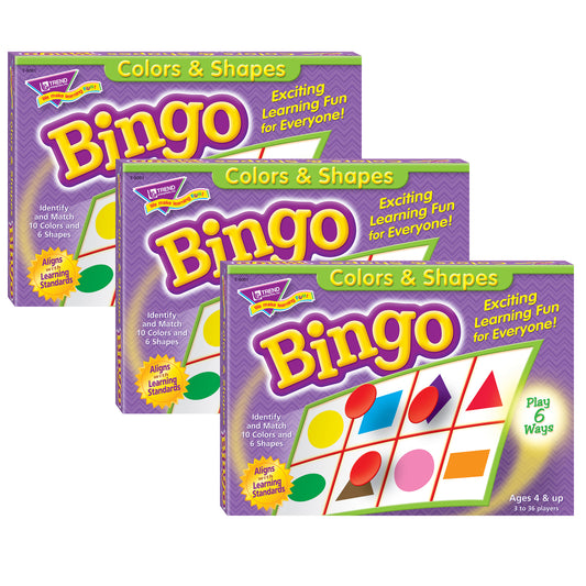 Colors & Shapes Bingo, Pack of 3