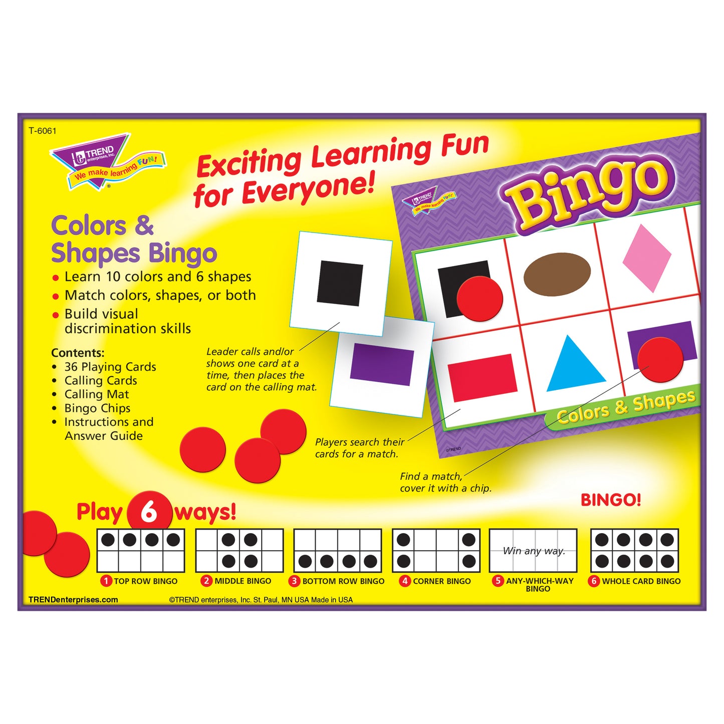 Colors & Shapes Bingo, Pack of 3