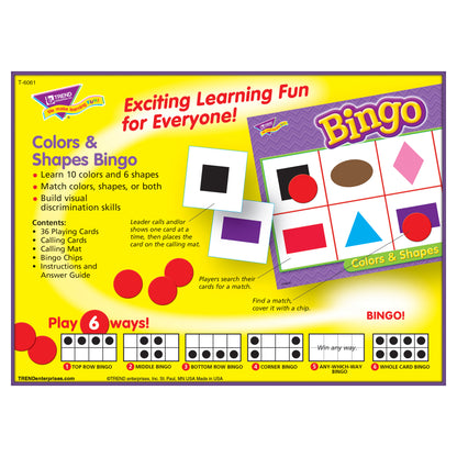 Colors & Shapes Bingo, Pack of 3