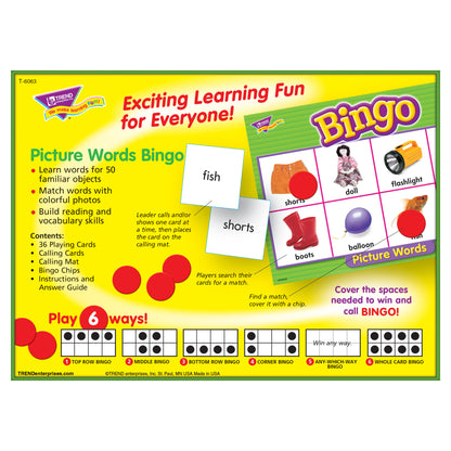 (3 EA) BINGO PICTURE WORDS AGES 5 & UP