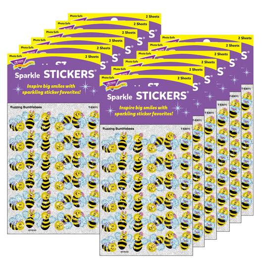 Buzzing Bumblebees Sparkle Stickers®, 72 Per Pack, 12 Packs