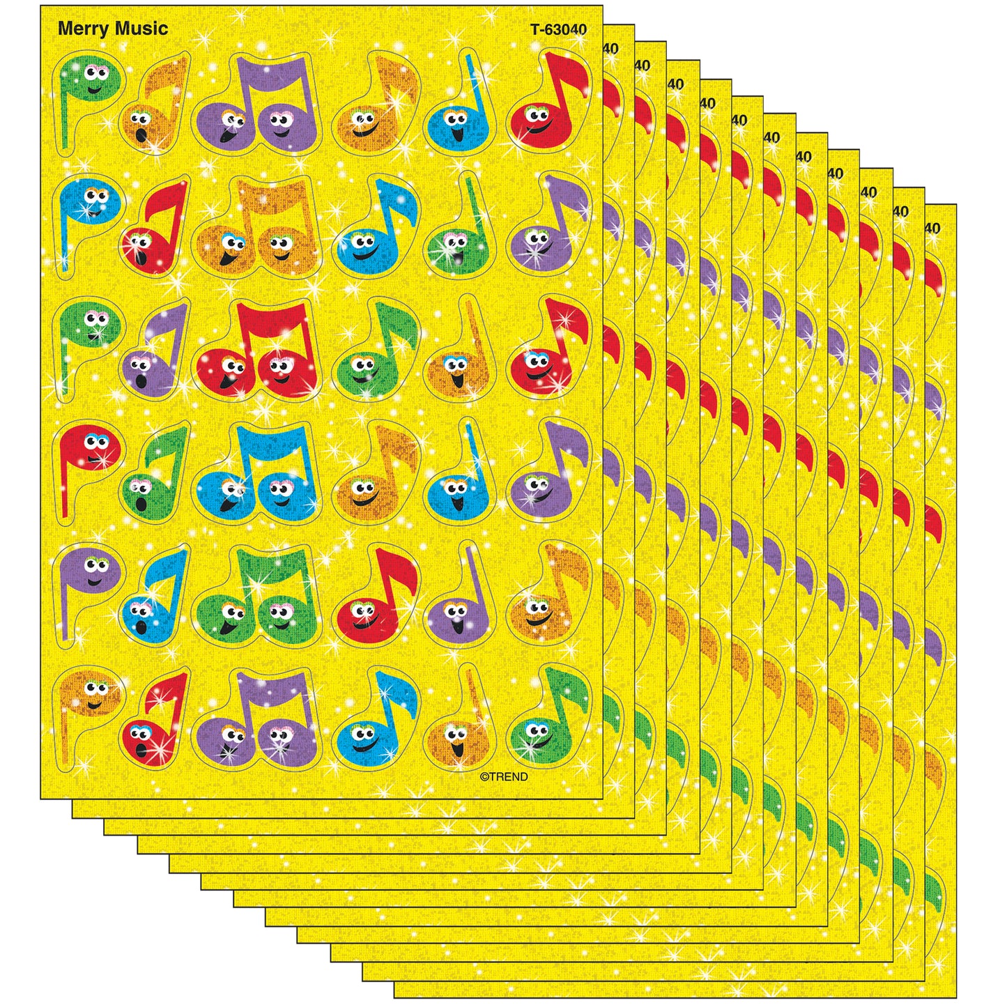 Merry Music Sparkle Stickers®, 72 Per Pack, 12 Packs