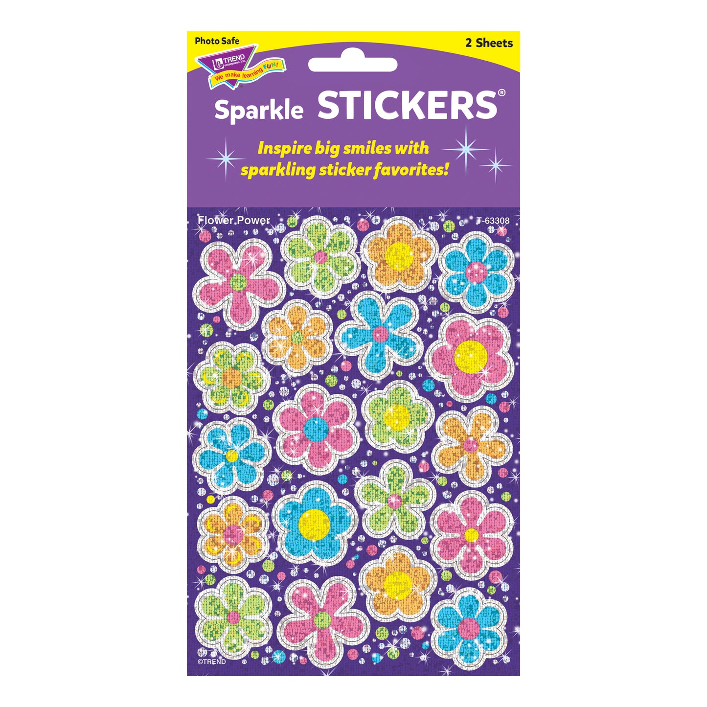 Flower Power Sparkle Stickers®-Large, 40 Per Pack, 12 Packs