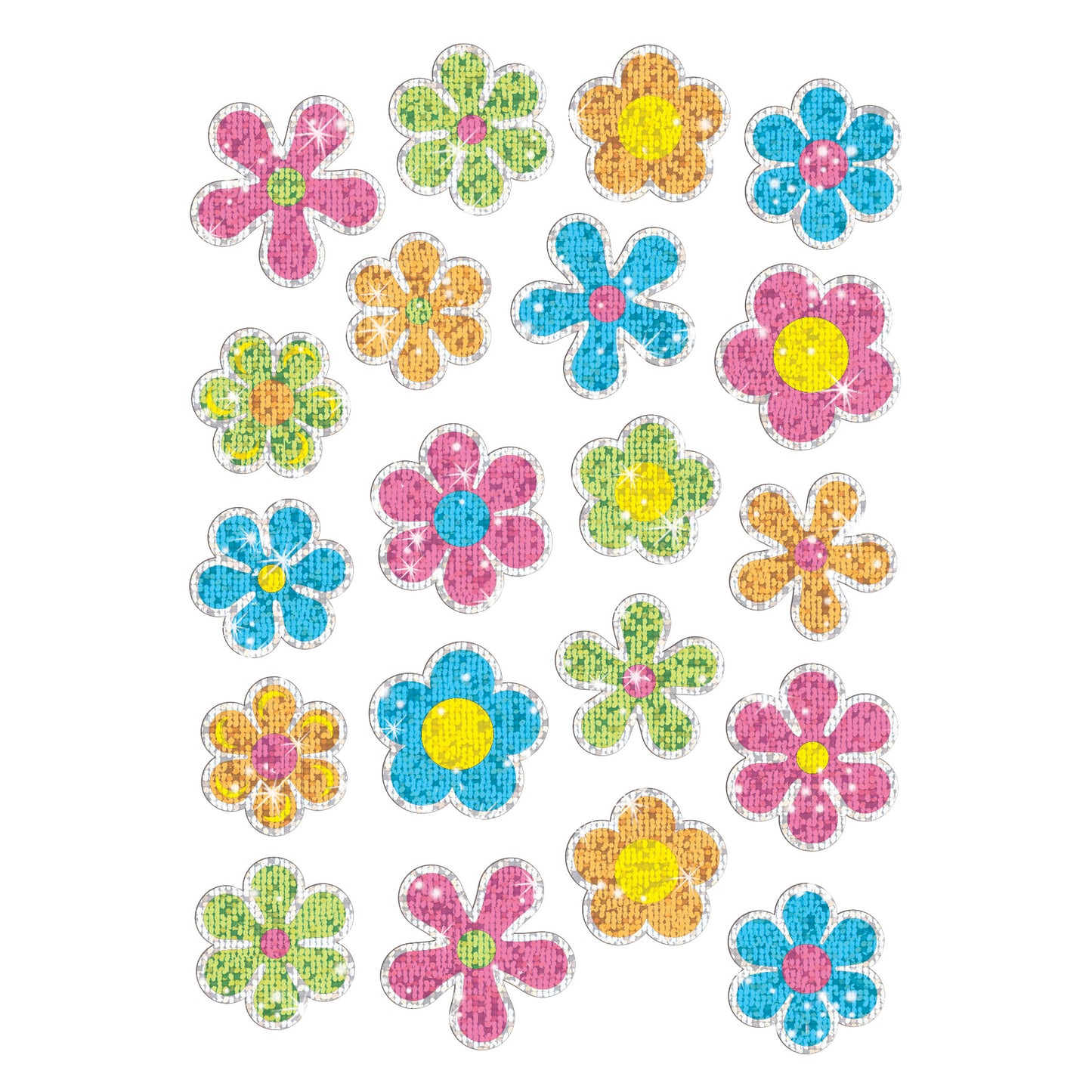 Flower Power Sparkle Stickers®-Large, 40 Per Pack, 12 Packs