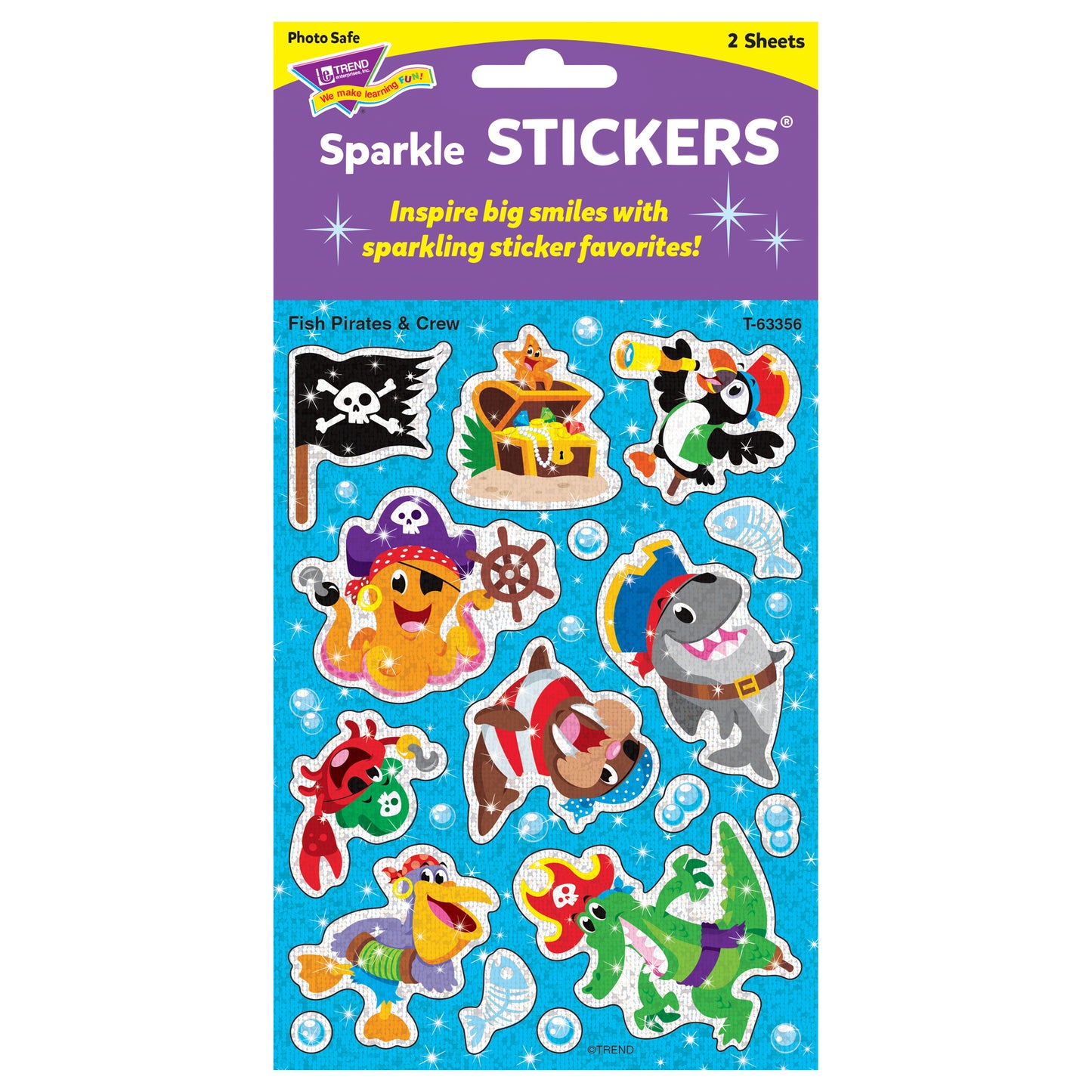 Fish Pirates & Crew Sparkle Stickers®, 32 Per Pack, 6 Packs