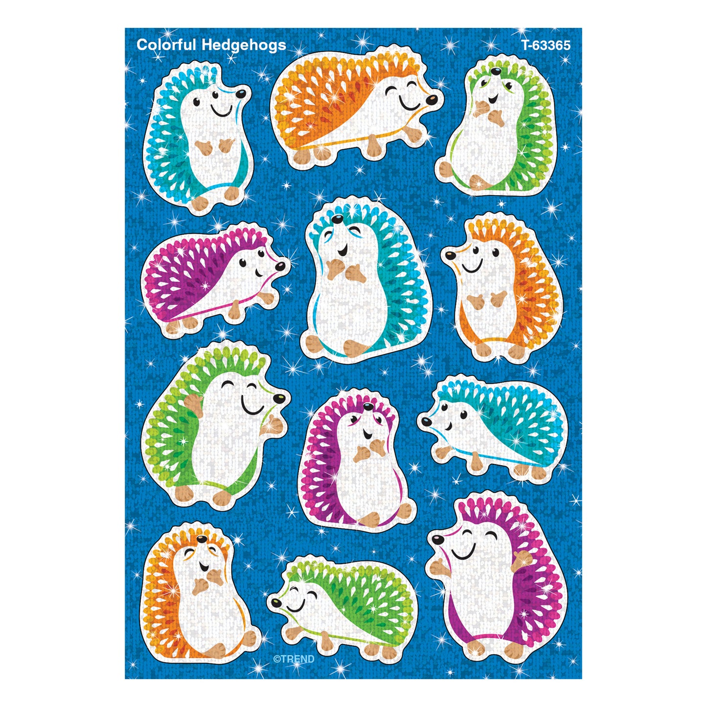 Colorful Hedgehogs Sparkle Stickers®, 24 Per Pack, 6 Packs