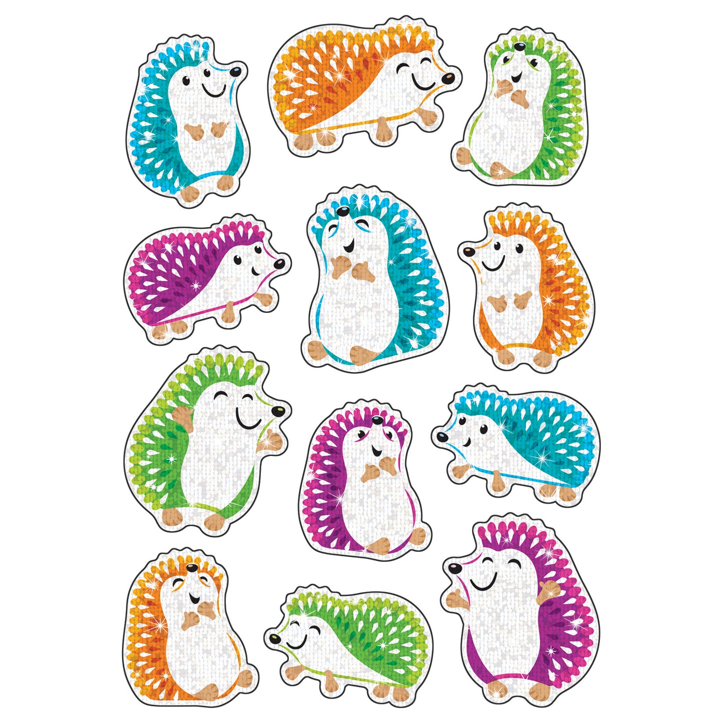 Colorful Hedgehogs Sparkle Stickers®, 24 ct