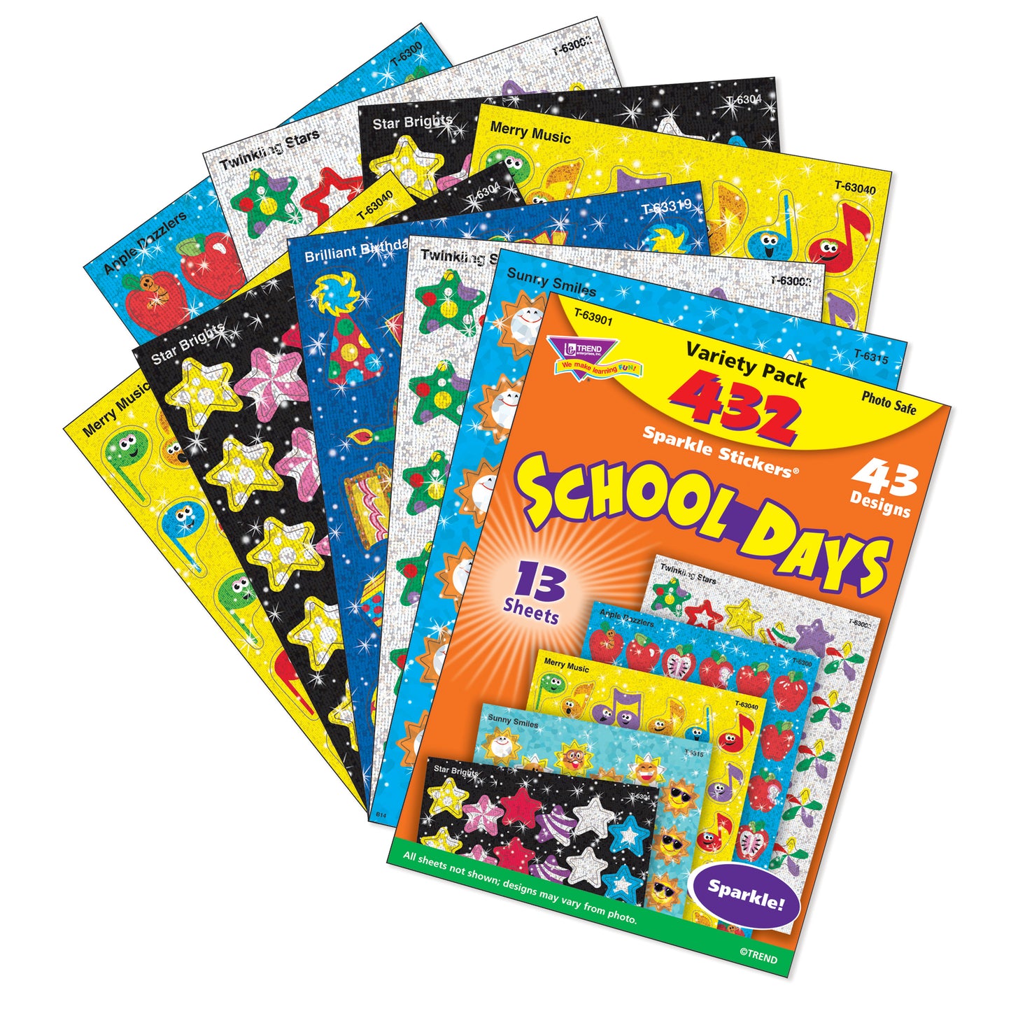 School Days Sparkle Stickers® Variety Pack, 432 Per Pack, 3 Packs