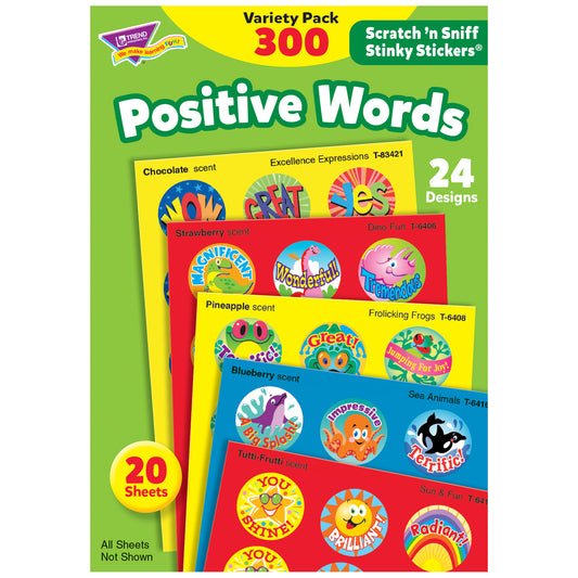 Positive Words Stinky Stickers® Variety Pack, 300 Per Pack, 3 Packs