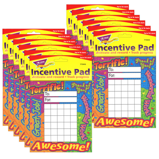 Reward Words Incentive Pad, 36 Sheets Per Pad, Pack of 12